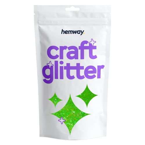 Hemway Craft Glitter - Grobstrick-Fein-Glitter-Mix in verschiedenen Größen für Kunsthandwerk Tumbler Kunstharz Malerei Dekorationen, Kosmetik für Nägel - Fluoreszierendes Grün - 100g / 3.5oz von Hemway