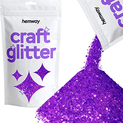 Hemway Craft Glitter - Grobstrick-Fein-Glitter-Mix in verschiedenen Größen für Kunsthandwerk Tumbler Kunstharz Malerei Dekorationen, Kosmetik für Nägel - Fluoreszierendes Lila - 100g / 3.5oz von Hemway