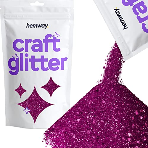 Hemway Craft Glitter - Grobstrick-Fein-Glitter-Mix in verschiedenen Größen für Kunsthandwerk Tumbler Kunstharz Malerei Dekorationen, Kosmetik für Nägel - Fuchsia Pink - 100g / 3.5oz von Hemway