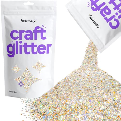 Hemway Craft Glitter - Grobstrick-Fein-Glitter-Mix in verschiedenen Größen für Kunsthandwerk Tumbler Kunstharz Malerei Dekorationen, Kosmetik für Nägel - Gold Silber Holographisch - 100g / 3.5oz von Hemway