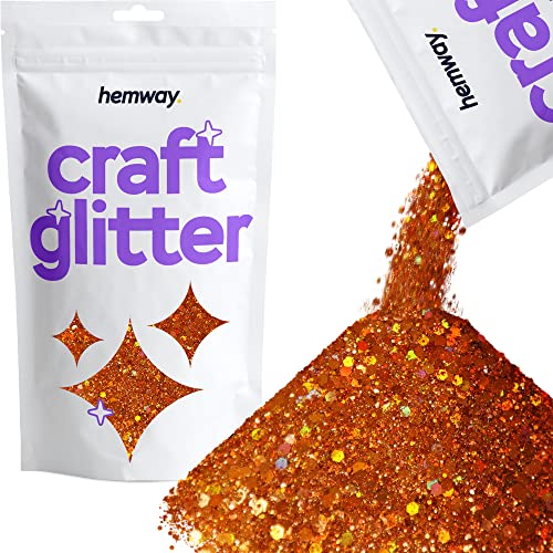 Hemway Craft Glitter - Grobstrick-Fein-Glitter-Mix in verschiedenen Größen für Kunsthandwerk Tumbler Kunstharz Malerei Dekorationen, Kosmetik für Nägel - Kupfer Holographisch - 100g / 3.5oz von Hemway