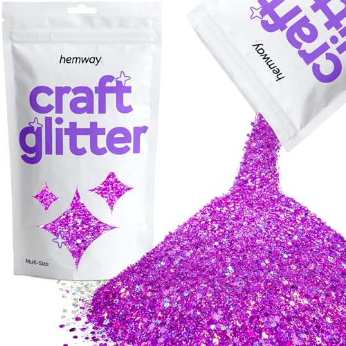 Hemway Craft Glitter - Grobstrick-Fein-Glitter-Mix in verschiedenen Größen für Kunsthandwerk Tumbler Kunstharz Malerei Dekorationen, Kosmetik für Nägel - Lila Holographisch - 100g / 3.5oz von Hemway