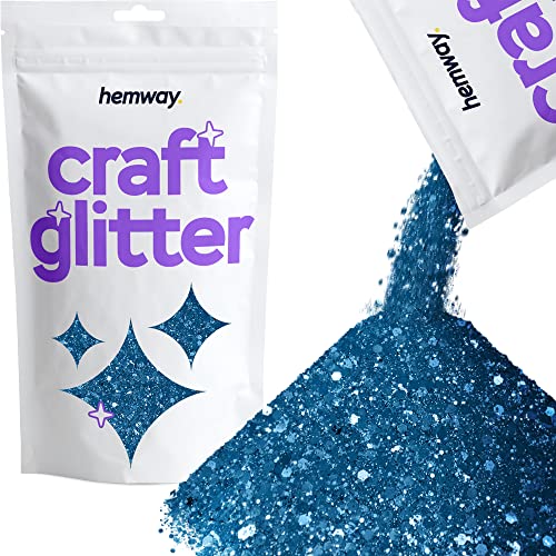 Hemway Craft Glitter - Grobstrick-Fein-Glitter-Mix in verschiedenen Größen für Kunsthandwerk Tumbler Kunstharz Malerei Dekorationen, Kosmetik für Nägel - Ozeanblau - 100g / 3.5oz von Hemway