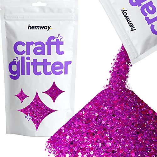 Hemway Craft Glitter - Grobstrick-Fein-Glitter-Mix in verschiedenen Größen für Kunsthandwerk Tumbler Kunstharz Malerei Dekorationen, Kosmetik für Nägel - Rosa - 100g / 3.5oz von Hemway