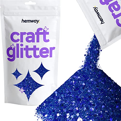 Hemway Craft Glitter - Grobstrick-Fein-Glitter-Mix in verschiedenen Größen für Kunsthandwerk Tumbler Kunstharz Malerei Dekorationen, Kosmetik für Nägel - Saphirblau - 100g / 3.5oz von Hemway