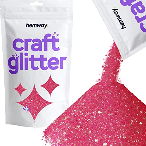 Hemway Craft Glitter - Grobstrick-Fein-Glitter-Mix in verschiedenen Größen für Kunsthandwerk Tumbler Kunstharz Malerei Dekorationen, Kosmetik für Nägel - Schillerndes Babyrosa - 100g / 3.5oz von Hemway