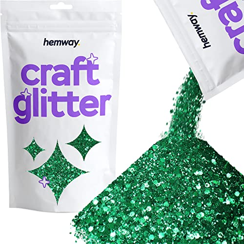 Hemway Craft Glitter - Grobstrick-Fein-Glitter-Mix in verschiedenen Größen für Kunsthandwerk Tumbler Kunstharz Malerei Dekorationen, Kosmetik für Nägel - Smaragdgrün - 100g / 3.5oz von Hemway