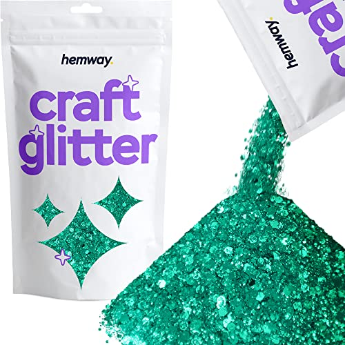 Hemway Craft Glitter - Grobstrick-Fein-Glitter-Mix in verschiedenen Größen für Kunsthandwerk Tumbler Kunstharz Malerei Dekorationen, Kosmetik für Nägel - Türkisblau - 100g / 3.5oz von Hemway