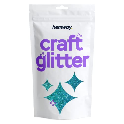 Hemway Craft Glitter - Grobstrick-Fein-Glitter-Mix in verschiedenen Größen für Kunsthandwerk Tumbler Kunstharz Malerei Dekorationen, Kosmetik für Nägel - Türkisblau Holographisch - 100g / 3.5oz von Hemway