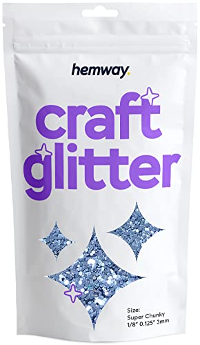 Hemway Craft Glitter Multi Purpose Flakes for Arts Crafts Tumblers Resin Epoxy Nails Wax Scrapbook Glass Schools Decorations - Azure Blue - Super Chunky (1/8" 0.125" 3mm) 100g / 3.5oz von Hemway