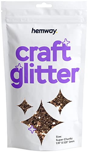 Hemway Craft Glitter Multi Purpose Flakes for Arts Crafts Tumblers Resin Epoxy Nails Wax Scrapbook Glass Schools Decorations - Bronze Brown - Super Chunky (1/8" 0.125" 3mm) 100g / 3.5oz von Hemway