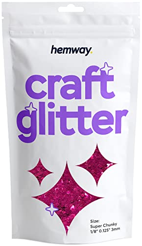 Hemway Craft Glitter Multi Purpose Flakes for Arts Crafts Tumblers Resin Epoxy Nails Wax Scrapbook Glass Schools Decorations - Dark Rose Pink - Super Chunky (1/8" 0.125" 3mm) 100g / 3.5oz von Hemway