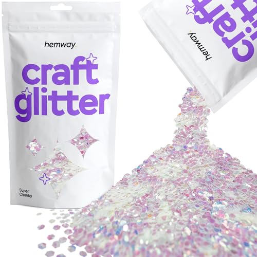 Hemway Craft Glitter Multi Purpose Flakes for Arts Crafts Tumblers Resin Epoxy Nails Wax Scrapbook Glass Schools Decorations - Mother Of Pearl Iridescent - Super Chunky (1/8" 0.125" 3mm) 100g / 3.5oz von Hemway