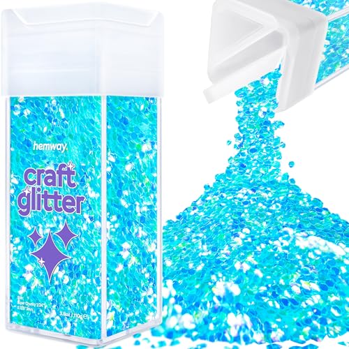 Hemway Craft Glitter Shaker 110g / 3.9oz Glitter for Arts, Crafts, Resin, Tumblers, Nails, Painting, Decoration, Festival, Cosmetic, Body - Super Chunky (1/8" 0.125" 3mm) - Baby Blue Iridescent von Hemway