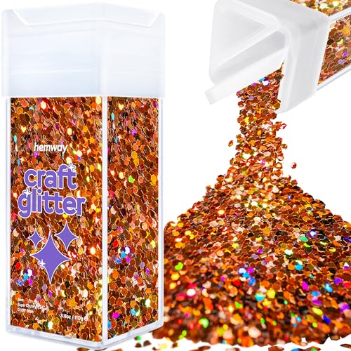 Hemway Craft Glitter Shaker 110g / 3.9oz Glitter for Arts, Crafts, Resin, Tumblers, Nails, Painting, Decoration, Festival, Cosmetic, Body - Super Chunky (1/8" 0.125" 3mm) - Bronze Brown Holographic von Hemway