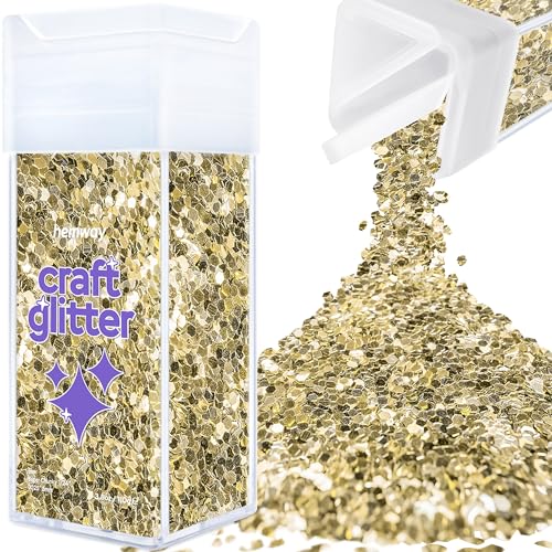 Hemway Craft Glitter Shaker 110g / 3.9oz Glitter for Arts, Crafts, Resin, Tumblers, Nails, Painting, Decoration, Festival, Cosmetic, Body - Super Chunky (1/8" 0.125" 3mm) - Champagne Gold von Hemway