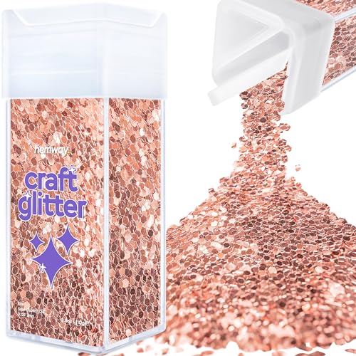 Hemway Craft Glitter Shaker 110g / 3.9oz Glitter for Arts, Crafts, Resin, Tumblers, Nails, Painting, Decoration, Festival, Cosmetic, Body - Super Chunky (1/8" 0.125" 3mm) - Rose Gold von Hemway