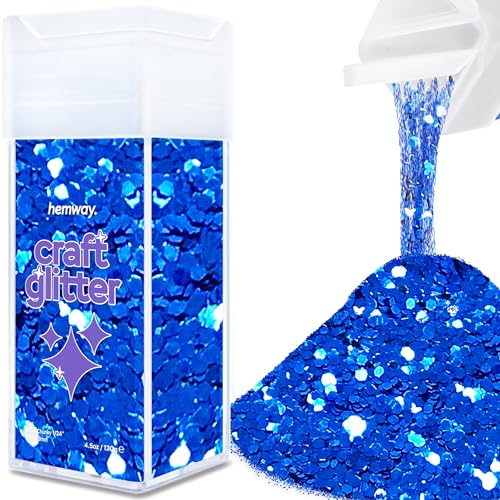 Hemway Craft Glitter Shaker 110g / 3.9oz Glitter for Arts, Crafts, Resin, Tumblers, Nails, Painting, Decoration, Festival, Cosmetic, Body - Super Chunky (1/8" 0.125" 3mm) - Sapphire Blue von Hemway