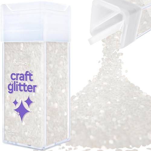 Hemway Craft Glitter Shaker 110g / 3.9oz Glitter for Arts, Crafts, Resin, Tumblers, Nails, Painting, Decoration, Festival, Cosmetic, Body - Super Chunky (1/8" 0.125" 3mm) - White Iridescent von Hemway