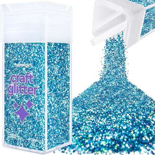 Hemway Craft Glitter Shaker 130g / 4.6oz Glitter for Arts, Crafts, Resin, Tumblers, Nails, Painting, Decoration, Festival, Cosmetic, Body - Chunky (1/40" 0.025" 0.6mm) - Ocean Blue Holographic von Hemway