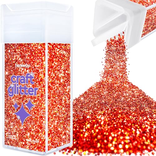 Hemway Craft Glitter Shaker 130g / 4.6oz Glitter for Arts, Crafts, Resin, Tumblers, Nails, Painting, Decoration, Festival, Cosmetic, Body - Chunky (1/40" 0.025" 0.6mm) - Red Holographic von Hemway