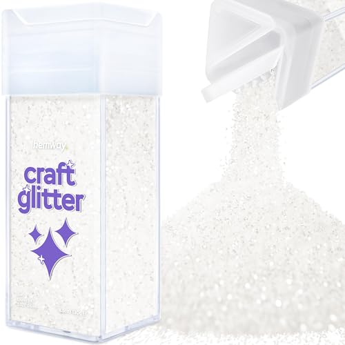 Hemway Craft Glitter Shaker 130g / 4.6oz Glitter for Arts, Crafts, Resin, Tumblers, Nails, Painting, Decoration, Festival, Cosmetic, Body - Chunky (1/40" 0.025" 0.6mm) - White Iridescent von Hemway