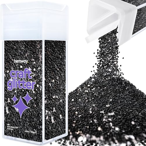 Hemway Craft Glitter Shaker 130g / 4.6oz Glitter for Arts, Crafts, Resin, Tumblers, Nails, Painting, Decoration, Festival, Cosmetic, Body - Extra Chunky (1/24" 0.040" 1mm) - Black von Hemway