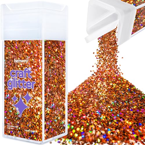 Hemway Craft Glitter Shaker 130g / 4.6oz Glitter for Arts, Crafts, Resin, Tumblers, Nails, Painting, Decoration, Festival, Cosmetic, Body - Extra Chunky (1/24" 0.040" 1mm) - Bronze Brown Holographic von Hemway