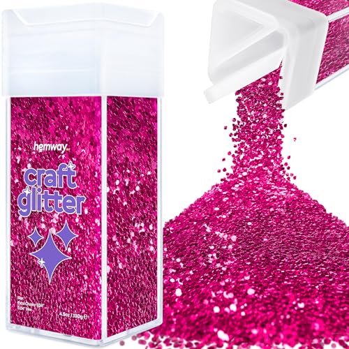 Hemway Craft Glitter Shaker 130g / 4.6oz Glitter for Arts, Crafts, Resin, Tumblers, Nails, Painting, Decoration, Festival, Cosmetic, Body - Extra Chunky (1/24" 0.040" 1mm) - Dark Rose Pink von Hemway