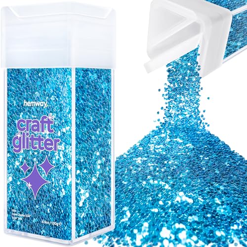 Hemway Craft Glitter Shaker 130g / 4.6oz Glitter for Arts, Crafts, Resin, Tumblers, Nails, Painting, Decoration, Festival, Cosmetic, Body - Extra Chunky (1/24" 0.040" 1mm) - Ocean Blue von Hemway