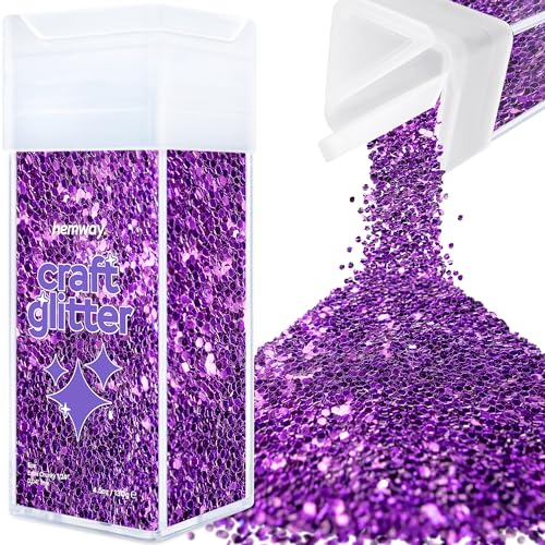 Hemway Craft Glitter Shaker 130g / 4.6oz Glitter for Arts, Crafts, Resin, Tumblers, Nails, Painting, Decoration, Festival, Cosmetic, Body - Extra Chunky (1/24" 0.040" 1mm) - Purple von Hemway