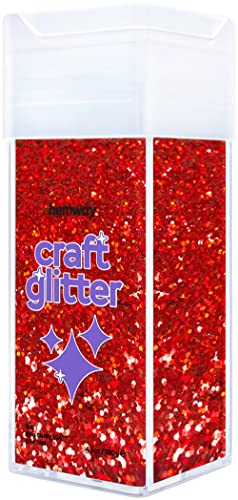 Hemway Craft Glitter Shaker 130g / 4.6oz Glitter for Arts, Crafts, Resin, Tumblers, Nails, Painting, Decoration, Festival, Cosmetic, Body - Extra Chunky (1/24" 0.040" 1mm) - Red Holographic von Hemway