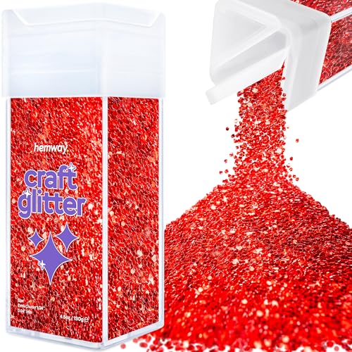 Hemway Craft Glitter Shaker 130g / 4.6oz Glitter for Arts, Crafts, Resin, Tumblers, Nails, Painting, Decoration, Festival, Cosmetic, Body - Extra Chunky (1/24" 0.040" 1mm) - Red von Hemway