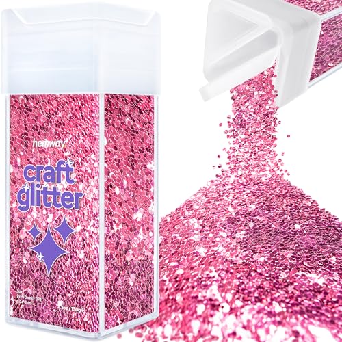 Hemway Craft Glitter Shaker 130g / 4.6oz Glitter for Arts, Crafts, Resin, Tumblers, Nails, Painting, Decoration, Festival, Cosmetic, Body - Extra Chunky (1/24" 0.040" 1mm) - Rose Pink von Hemway