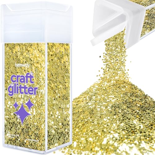 Hemway Craft Glitter Shaker 130g / 4.6oz Glitter for Arts, Crafts, Resin, Tumblers, Nails, Painting, Decoration, Festival, Cosmetic, Body - Extra Chunky (1/24" 0.040" 1mm) - Sand Gold von Hemway