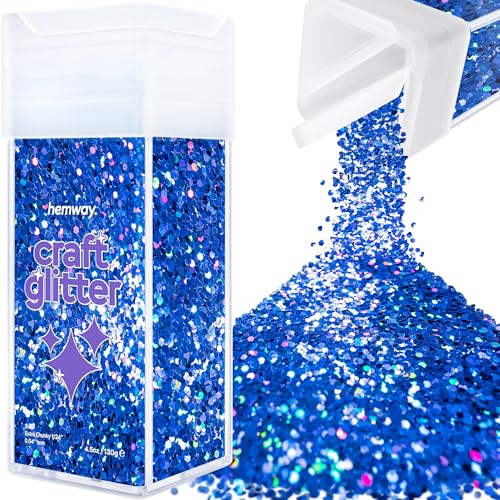 Hemway Craft Glitter Shaker 130g / 4.6oz Glitter for Arts, Crafts, Resin, Tumblers, Nails, Painting, Decoration, Festival, Cosmetic, Body - Extra Chunky (1/24" 0.040" 1mm) - Sapphire Blue Holographic von Hemway