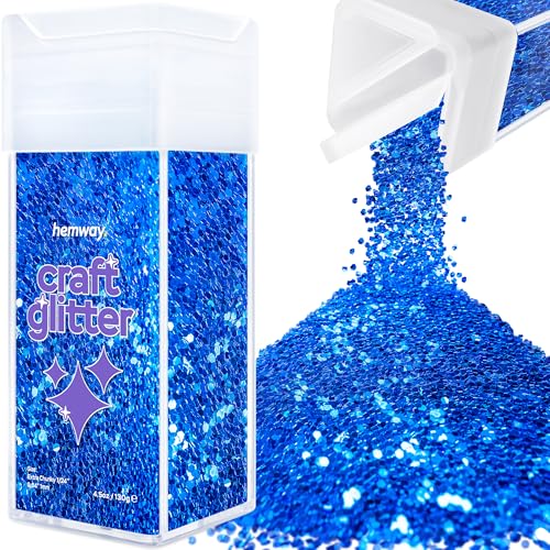 Hemway Craft Glitter Shaker 130g / 4.6oz Glitter for Arts, Crafts, Resin, Tumblers, Nails, Painting, Decoration, Festival, Cosmetic, Body - Extra Chunky (1/24" 0.040" 1mm) - Sapphire Blue von Hemway