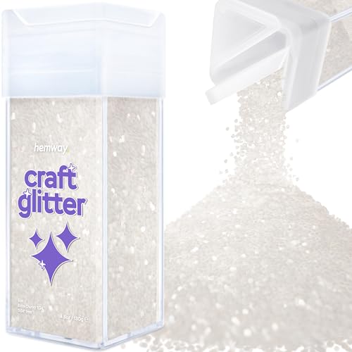 Hemway Craft Glitter Shaker 130g / 4.6oz Glitter for Arts, Crafts, Resin, Tumblers, Nails, Painting, Decoration, Festival, Cosmetic, Body - Extra Chunky (1/24" 0.040" 1mm) - White Iridescent von Hemway