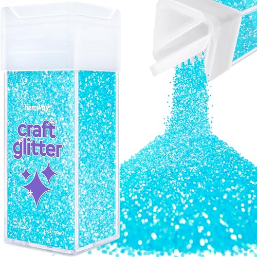 Hemway Craft Glitter Shaker 130g / 4.6oz Glitter for Arts, Crafts, Resin, Tumblers, Nails, Painting, Decoration, Festival, Cosmetic, Body - Fine (1/64" 0.015" 0.4mm) - Baby Blue Iridescent von Hemway