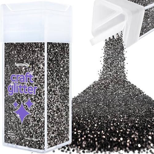 Hemway Craft Glitter Shaker 130g / 4.6oz Glitter for Arts, Crafts, Resin, Tumblers, Nails, Painting, Decoration, Festival, Cosmetic, Body - Fine (1/64" 0.015" 0.4mm) - Black von Hemway