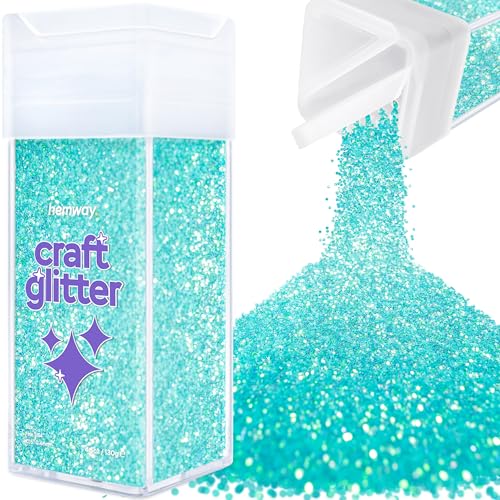 Hemway Craft Glitter Shaker 130g / 4.6oz Glitter for Arts, Crafts, Resin, Tumblers, Nails, Painting, Decoration, Festival, Cosmetic, Body - Fine (1/64" 0.015" 0.4mm) - Fluorescent Blue von Hemway