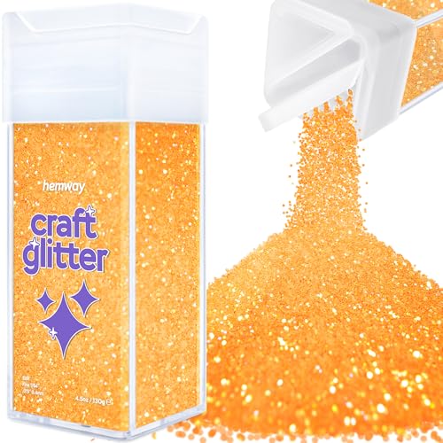 Hemway Craft Glitter Shaker 130g / 4.6oz Glitter for Arts, Crafts, Resin, Tumblers, Nails, Painting, Decoration, Festival, Cosmetic, Body - Fine (1/64" 0.015" 0.4mm) - Fluorescent Orange von Hemway