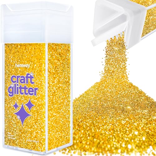 Hemway Craft Glitter Shaker 130g / 4.6oz Glitter for Arts, Crafts, Resin, Tumblers, Nails, Painting, Decoration, Festival, Cosmetic, Body - Fine (1/64" 0.015" 0.4mm) - Gold von Hemway