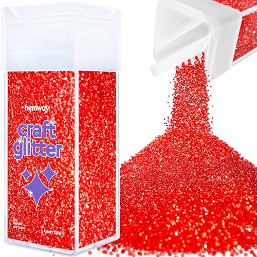 Hemway Craft Glitter Shaker 130g / 4.6oz Glitter for Arts, Crafts, Resin, Tumblers, Nails, Painting, Decoration, Festival, Cosmetic, Body - Fine (1/64" 0.015" 0.4mm) - Red von Hemway