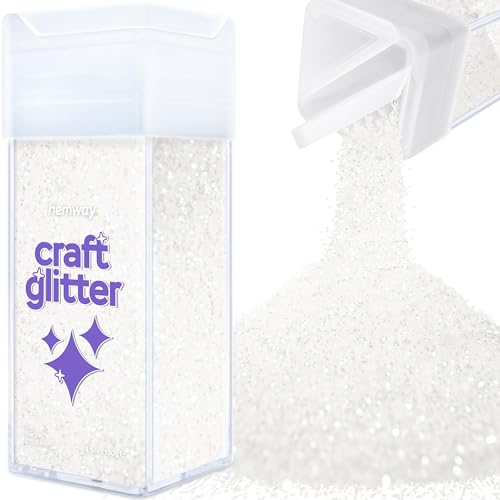 Hemway Craft Glitter Shaker 130g / 4.6oz Glitter for Arts, Crafts, Resin, Tumblers, Nails, Painting, Decoration, Festival, Cosmetic, Body - Fine (1/64" 0.015" 0.4mm) - White Iridescent von Hemway