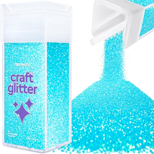 Hemway Craft Glitter Shaker 130g / 4.6oz Glitter for Arts, Crafts, Resin, Tumblers, Nails, Painting, Decoration, Festival, Cosmetic, Body - Microfine (1/256" 0.004" 0.1mm) - Baby Blue Iridescent von Hemway