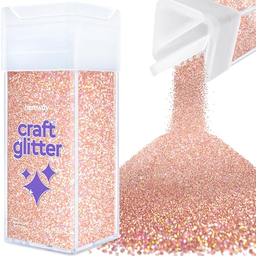 Hemway Craft Glitter Shaker 130g / 4.6oz Glitter for Arts, Crafts, Resin, Tumblers, Nails, Painting, Decoration, Festival, Cosmetic, Body - Microfine (1/256" 0.004" 0.1mm) - Rose Gold Holographic von Hemway
