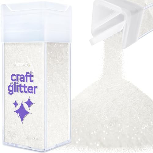 Hemway Craft Glitter Shaker 130g / 4.6oz Glitter for Arts, Crafts, Resin, Tumblers, Nails, Painting, Decoration, Festival, Cosmetic, Body - Microfine (1/256" 0.004" 0.1mm) - White Iridescent von Hemway