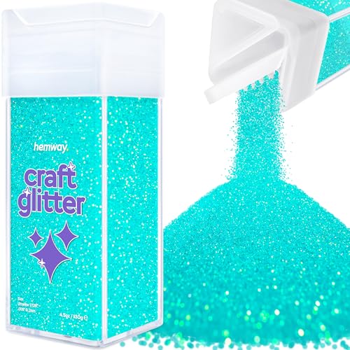 Hemway Craft Glitter Shaker 130g / 4.6oz Glitter for Arts, Crafts, Resin, Tumblers, Nails, Painting, Decoration, Festival, Cosmetic, Body - Ultrafine (1/128" 0.008" 0.2mm) - Fluorescent Blue von Hemway