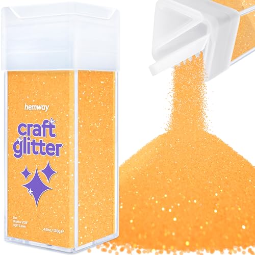 Hemway Craft Glitter Shaker 130g / 4.6oz Glitter for Arts, Crafts, Resin, Tumblers, Nails, Painting, Decoration, Festival, Cosmetic, Body - Ultrafine (1/128" 0.008" 0.2mm) - Fluorescent Orange von Hemway